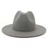 2020 Fashion Grey Red Patchwork Felt Hat Women Men Wide Brim Imitation Wool Jazz Fedora Hats Panama Trilby Cap Trend Gambler Hat6917072