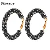 2021 NEWBUY Классический дизайн, модные очаровательные серьги-кольца с австрийскими кристаллами, круглые геометрические серьги с блестящими стразами, женские серьги Jewelry264O