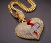 Hip Hop -smycken med zirkon Iced Out Chains Vintage High Grade Love Heart Pendant Halsband Diamond Smycken hela herrhalsband264D