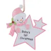 Maxora gepersonaliseerde baby eerste kerst ornamenten Blue Boy Pink Girl -ster als ambachtelijke souvenir voor geboorte babycadeaus235k