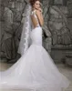 2019 New Cheap Berta Sexy Sheer Back Mermaid Wedding Dresses Spaghetti Straps Lace Appliqued Bridal Gown Saudi Arabia Vestidos FH1