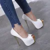 Fish mouth 15CM super high heel women's single shoes 16cm hate sky high sandals new banquet