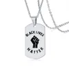 Black Lives Matter Colar Protesto Preto Marca Militar Mulheres Hip Hop Jóias Mens Pingente de Aço Inoxidável Link Chain Colares 16 Designs