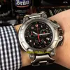 NIEUWE Beste editie Carter 10-231 Geborsteld roestvrij staal Rode Dial Miyota Chrongraph Mens Horloge Nieuwe Stijl 4 Kleur Stopwatch Horloges Oakc3