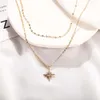 Women Bohemian Five-pointed Star Style Pendant Necklace Creative Retro Simple Geometric Clavicle Chain Fashion Jewelry