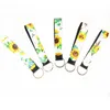 Impressão floral Chaveiro Mergulho material Moda de Nova Keychain longa faixa Leopard Lanyard Chaveiro girassol Neoprene Eco-friendly Pendant