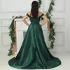 Sexy Dark Green Mermaid Prom Dresses 2020 Sequins African Formal Evening Dress Party Wear with Detachable Overskirt robes de soirée
