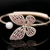 Hot Sale High-quality hollow and sparkling zircon-inlaid bracelet pearl butterfly open Bracelet Deluxe Jewelry for Women's Weddings