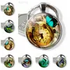 Butterfly and Clock Keychain Romantic Jewelry Butterfly Picture Glass Donme Pendant Metal Keyring Fashion Accessories for Women8612342