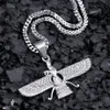 New Fashion Acciaio inossidabile Bling Diamond Mito egiziano Aquila Ritratto Ciondolo Mens Collana Hip Hop Raper Gioielli Regali per uomo in vendita