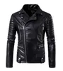 Fashion-Motorcykeljacka Outwear Zipper Black Man Soft PU Läder Biker Coat High QualityM-5XL