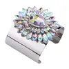 moda Atacado-ins designer de luxo exagerado larga super brilhante zircão cristal de diamante pulseira flor aberta pulseira para a mulher