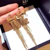 New stylish Korean earrings exaggerated long tassel diamond glittering clip fashion woman earrings jewelry dangle chandelier169E