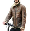 Mens Retro Fur Jacket Stand Collar Zipper PU Leather Warm Coat Winter Fashion Style Asian Size8068631