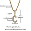 Gold Silver Color Zirconia A-Z Customize Name Letter Pendant Necklace with 24inch Rope Chain for Men Women Necklace Jewelry