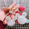 Amor creativo Llaveros Pareja Bolsa Llavero Borla Colgante Muñeca Llavero de cuero para mujer Joyería de moda Llavero de corazón de cristal 20190122