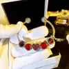 Red Love Charm Open Bracelet for Pandora 925 Sterling Silver Set CZ Diamond DIY Beaded Bracelet with Box206U