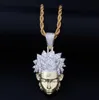 Collier pendentif NARUTO en or 14 carats glacé pour hommes, HIP HOP, Micro pavé de zircone cubique, collier de diamants simulés GB1286286u