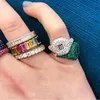 micro pave cz women men hip hop finger ring engagement band full sparking bling cz Gold color iced out rings