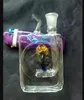 Accessori per bong in vetro per narghilè ad acqua piatta a forma di fiore ﾠ, pipe per fumatori in vetro colorato mini multi-colori Hand Pipes Best Spoon glas