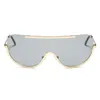 Vente en gros - Rétro intégré femmes lunettes de soleil surdimensionné bouclier métal demi-monture lunettes de soleil marque designer gradient lentille lunettes UV400 YW024