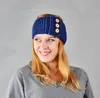 ハンドニットボタンヘッドバンドワイド編み物ヘッドバンドの冬の暖かい耳ボタンターバンヘアアクセサリー用女性女の子の髪のバンドのヘッドラップ