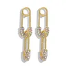 Gros-concepteur exagéré spécial unique vintage double cool trombone broche diamant strass cristal boucles d'oreilles pour femmes filles