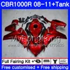 Corpo + serbatoio per HONDA CBR1000 RR CBR 1000 RR 08 09 11 277HM.18 CBR1000RR Vino rosso lucido 08 09 10 11 CBR 1000RR 2008 2009 2010 2011 Carene