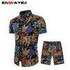 Envayel 2019 Spring New National Stosowców Spodenki Mężczyźni Zestaw Plaża Styl Narodowy Drukuj Dorywczo Koszula Z Długim Rękawem Dres Suit Male