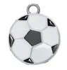 Partihandel-20PCS Silver Tone Emaljfotboll Fotboll Sport Charm Pendants 24x19mm (1 "X6 / 8") (B20468)