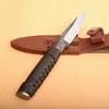 On Sale! Survival Straight Hunting Knife High Carbon Steel Drop Point Hand Forged Blade Full Tang Leather Handle