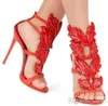 Marca estate New Designer Womens Fashion Fashion Economico Oro Oro Red Leafta High Peep Dress Sandals Sandali Pompe Donne2430