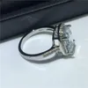 Vecalon Big Oval Ring 925 Sterling Silver Diamond Bröllop Band Ringar för Kvinnor Bridal Vintage Party Finger Smycken