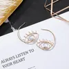 AOMU 2019 nouveau Simple exagérer mignon Design marbre oeil métal cils boucles d'oreilles pour les femmes creux mode bijoux Brincos cadeau 1927186