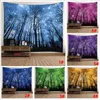 Drzewa leśne Gobelin Stars Starry Sky Galaxy Wall Wiszące 150 * 130cm Bedspread Decor Throw Beach Yoga Mat Szal Ręcznik Koce AAA1757