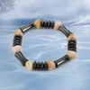 Simple Vintage Resin Bead Women Bracelet Bamboo Shape Black Gallstone Beaded Bracelets Chinese Style Meditation Wristband Men Yoga
