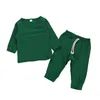 Ropa de bebé Niños Conjuntos de ropa de algodón Niños Niñas Sólido Manga larga Top Pantalones Trajes Primavera Otoño Traje deportivo Niños Casual Homewear A939