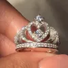 Recién llegado, anillo de dedo con diamantes de imitación y corona para mujer, anillo de corona de cristal ostentoso, accesorios de joyería de moda