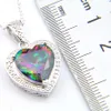 Luckyshine 10 PCS/Lot 925 Silver Natural Multi-colored Heart fire Mystic Topaz Gems Stone Charm For Women Necklaces Pendants 12*12mm