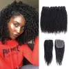 Afro Kinky Curly Hair Bundels met Sluiting Braziliaanse Maagd Haar 3 Bundels met 4x4 Kantsluiting 10-28 inch Remy Human Hair Extensions