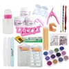 Kit manicure 19 punte per nail art Unghie finte Decorazioni paillettes Kit set manicure rosa chiaro bianco