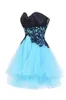 2019 Lace Sweetheart Curto Prom Homecoming Vestido Uma Linha Tule Frisado Lantejoulas Appliques Graduação Cocktail Pick Festa Real Picture QC1358