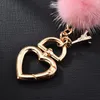 Nouveau vraiment vison boule de fourrure coeur porte-clés fourrure charme voiture porte-clés amour en peluche pendentif porte-clés fête cadeau bijoux mode porte-clés 15 couleurs