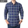 Spirit primavera camisa xadrez masculina inteligente casual manga longa turn down collar blusa masculina puro algodão outono camisas dos homens217c