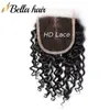 HD Lace Sluiting Curly Weave 4x4 Topsluitingen met babyhaar Maleisische menselijke maagdhair stukken 8-26inch Bella Hair