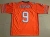 9 Bobby Boucher The Waterboy Football Jersey Adam Sandler 남자 # 9 Bobby Boucher Orange 모든 스티치 영화 저지 남성용