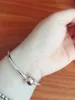 Rose Gold Plated Ball Clips Bangle Armband med originallåda för Pandora 925 Sterling Silver Women Present Armband