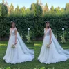 2020 robes de mariée Aline avec longue tulle train robes de soirée de mariée pour les mariages rustiques dîner porter