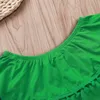 Çocuklar Tasarımcı Giyim Kız Kıyafetler Çocuk Lotus Yaprağı Yaka Romper + Yaprak Baskı Şort 2 adet / takım 2019 Yaz Moda Bebek Giyim Setleri B11