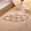 4PCS 절묘한 스태킹 링 크리스탈 얇은 링 세트 레이디 약혼 결혼 반지 기념일 약속 선물 14K 로즈 골드 쥬얼리 크기 5-12